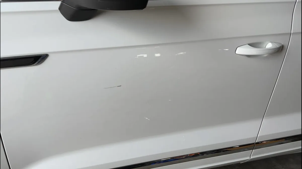 Car damage before repair - Deep Scratch Repair - Passenger Door before professional scratch repair service